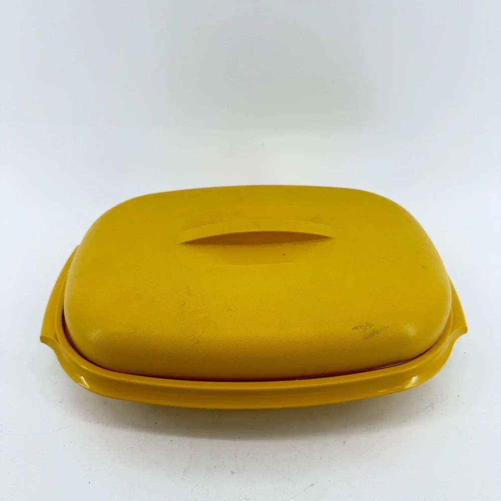 TUPPERWARE MICROWAVE VEGGIE STEAMER RICE COOKER SERVING BOWL 3PC 1273 GOLD EUC